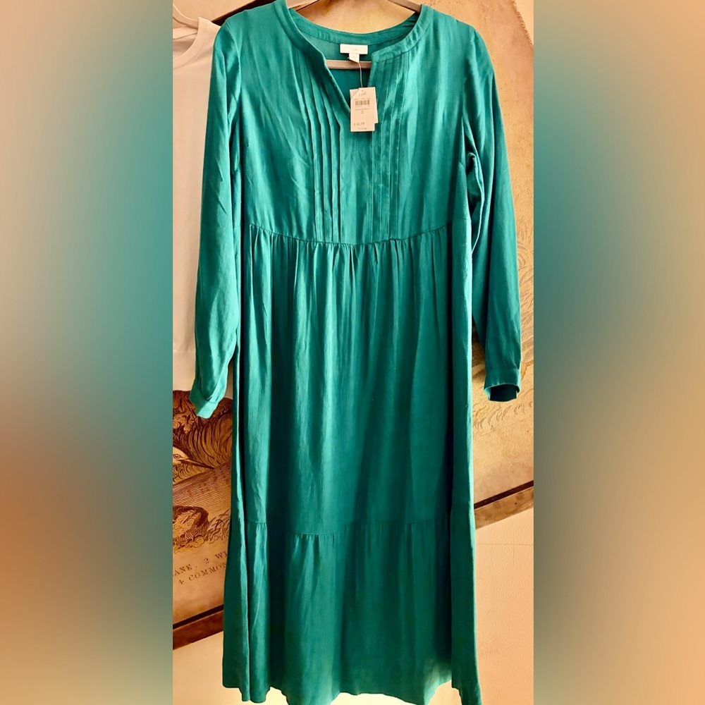 * New J Jill Teal Green N Notch Neckline Dress SZ Small *